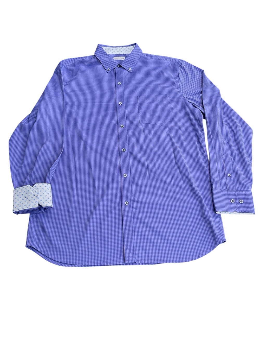 Sable & Stone Purple/Blue Micro Check Nylon Button Down Shirt (XL)